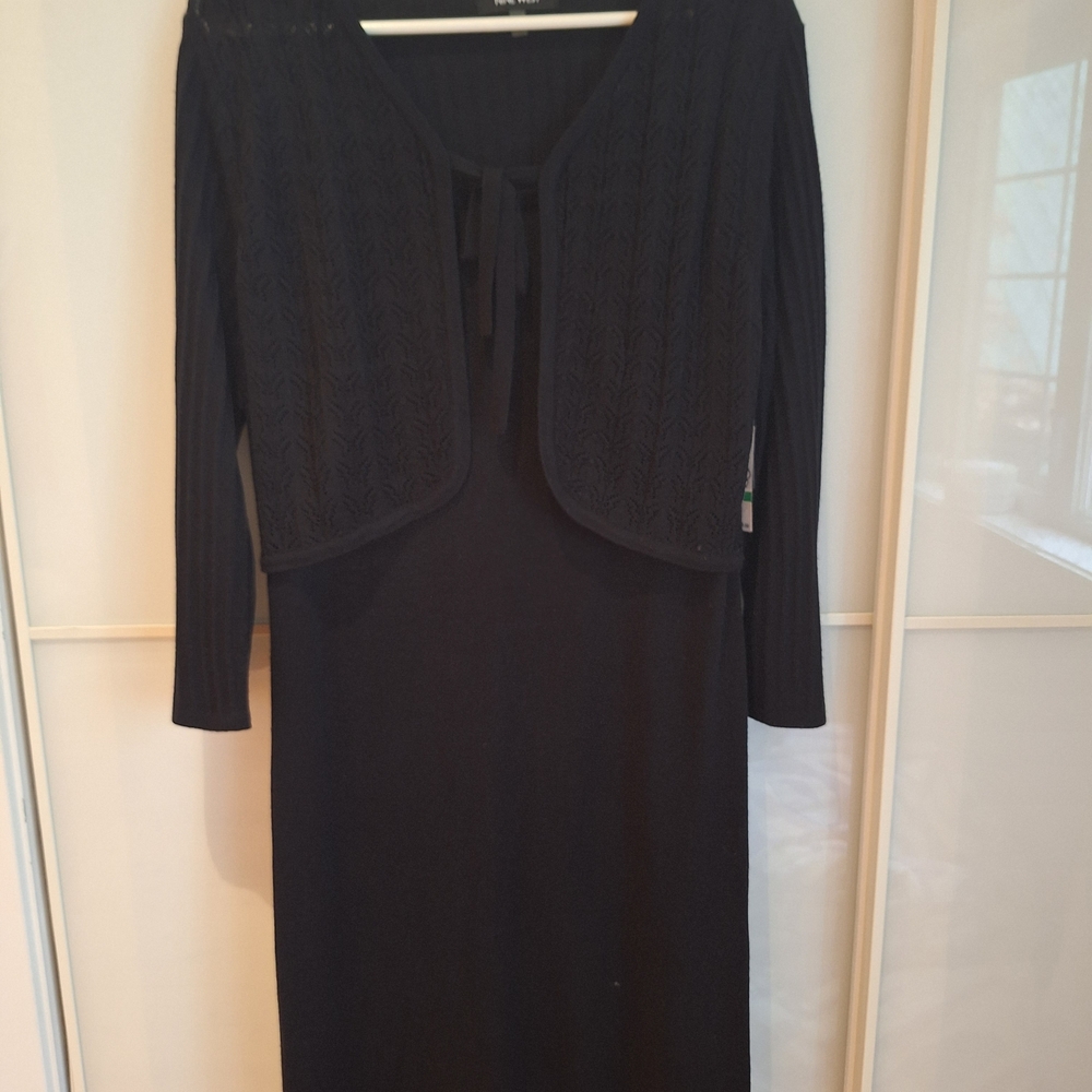 Nine West Black Long Sleeve Dress with Cardigan